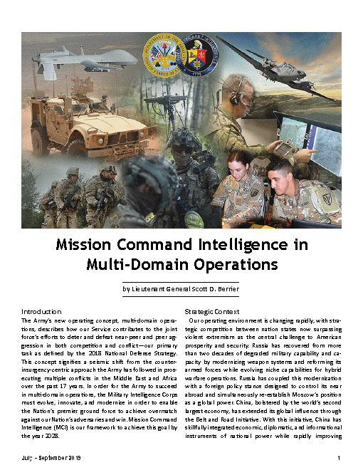 Mission Command Intelligence in Multi-Domain Operations — 07 Jul 2019