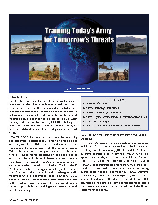 Training Today’s Army for Tomorrow’s Threats