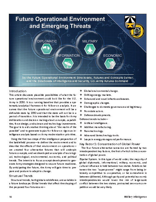 Future Operational Environment and Emerging Threats