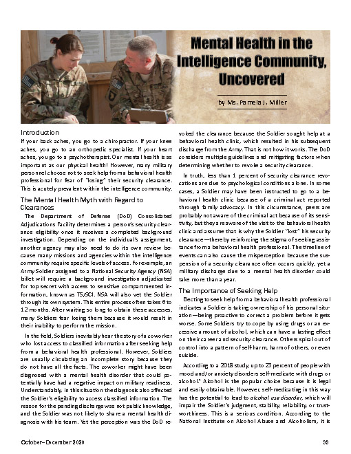 Mental Health in the Intelligence Community, Uncovered — 04 Mar 2021