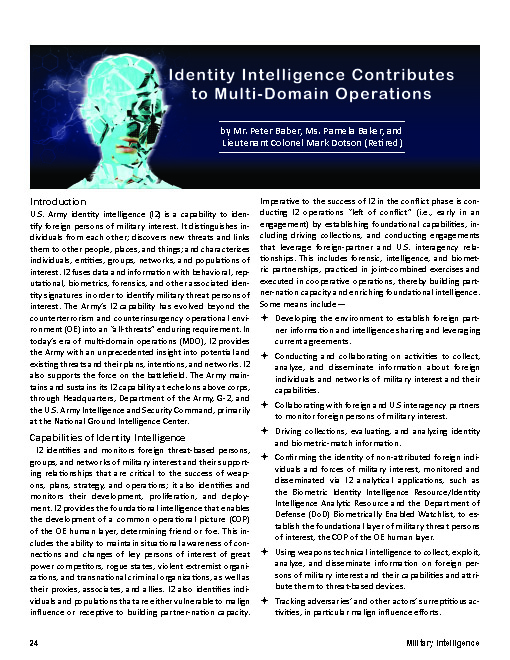 Identity Intelligence Contributes to Multi-Domain Operations — 05 Jan 2020