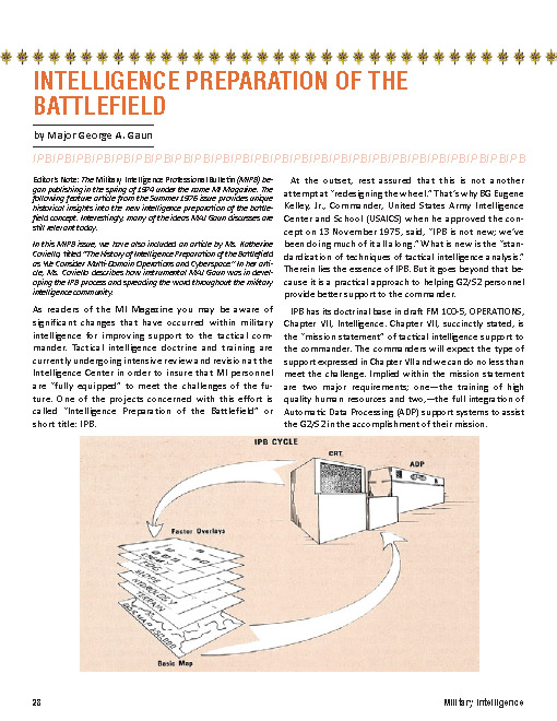 Intelligence Preparation Of The Battlefield — 13 Oct 2019