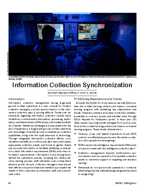 Information Collection Synchronization — 21 Oct 2020