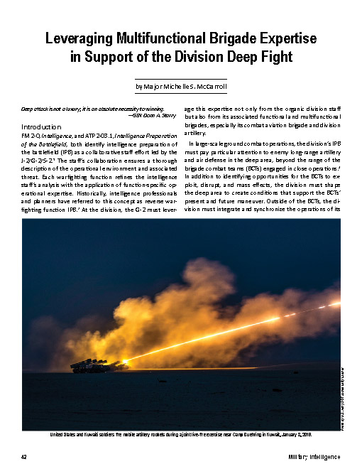 Leveraging Multifunctional Brigade Expertise in Support of the Division Deep Fight