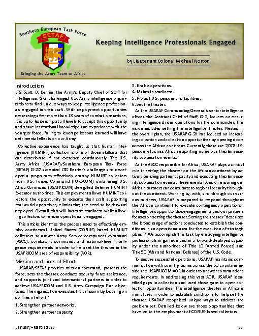 Keeping Intelligence Professionals Engaged — 06 Jan 2020