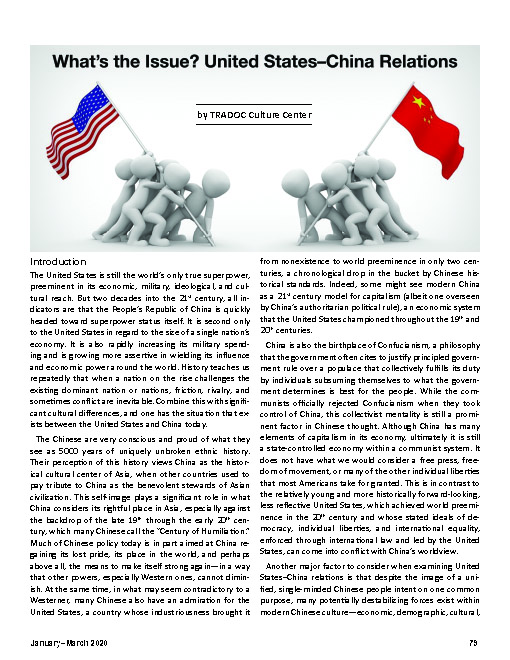 What's the Issue? United States-China Relations